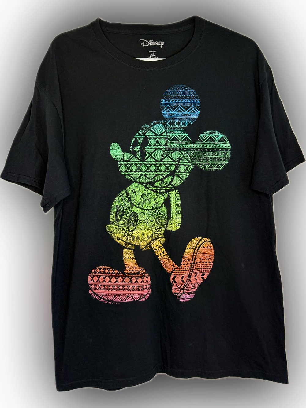 Disney Mickey Mouse Geometric Print Adult T-Shirt Size Large